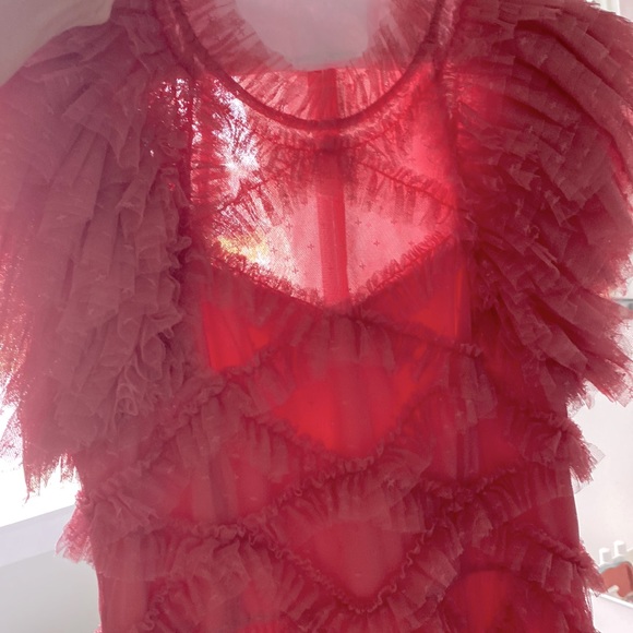 Genevieve ruffle gown- dark pink - Picture 1 of 5